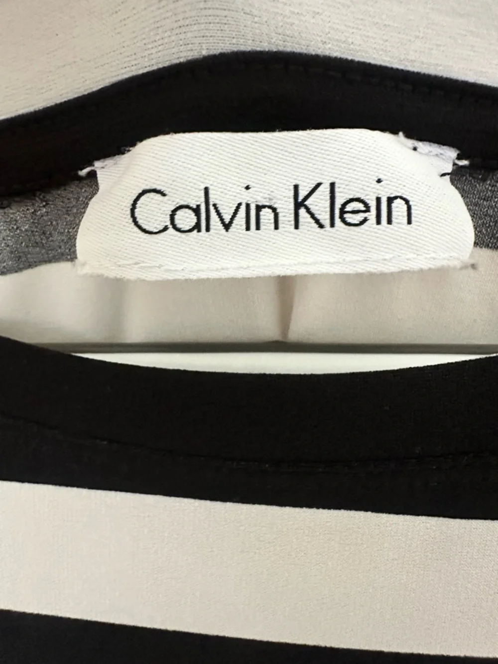 Calvin Klein Colorblock Stripe A-Line Dress | Short Sleeve Stretch | Size M - Picture 3 of 6